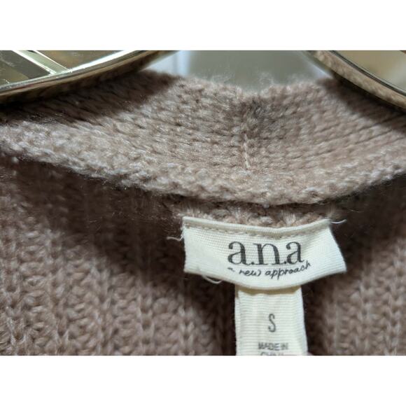 NEW! A.N.A. Womens Beige Oatmeal Marled Cable Knit V-Neck Sweater Size S - Picture 2 of 8